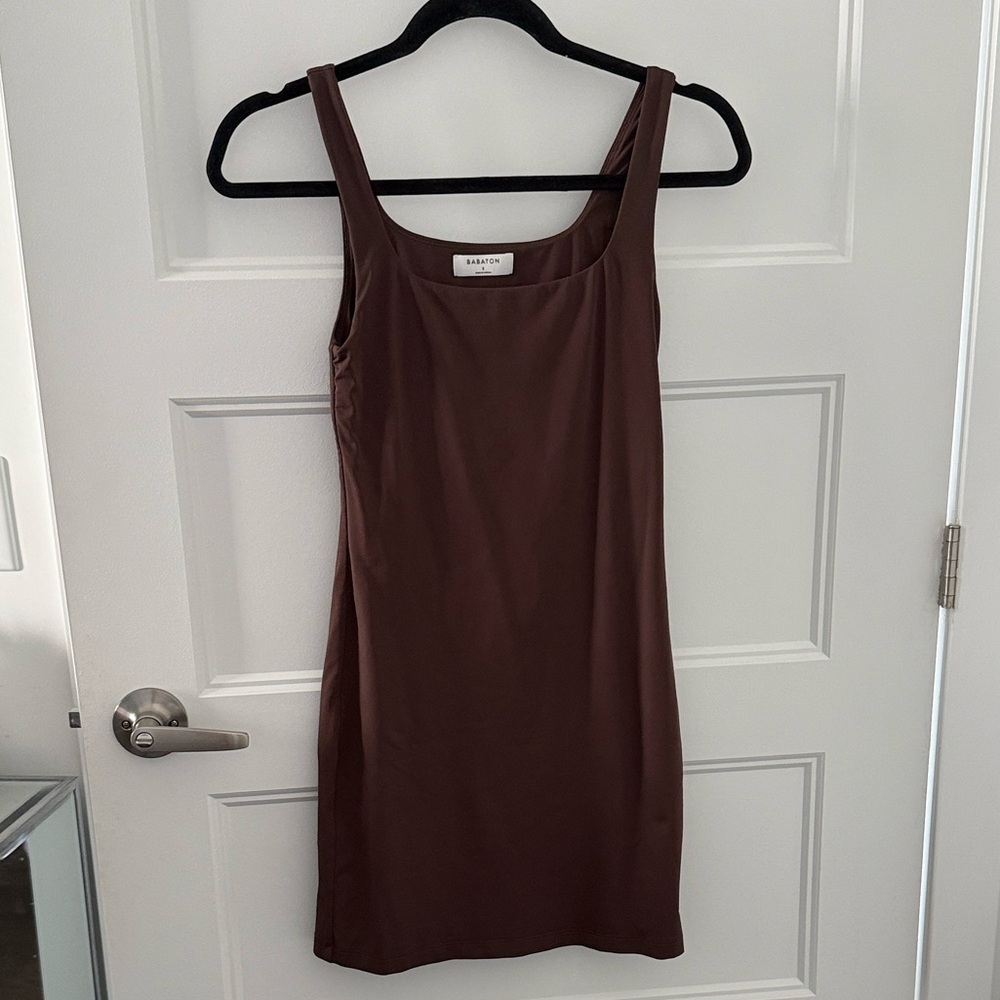 Aritzia Babaton contour square neck Chocolate Brown Sleeveless dress